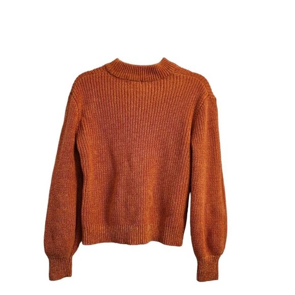 H&M‎ Womens Sweater Small Orange Chunky Knit Pullover Crewneck - Picture 7 of 10